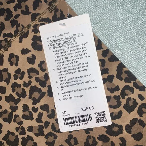 Lululemon NWT lululemon Align No Lin High-Rise Short 6 size 10 True Leopard Mul